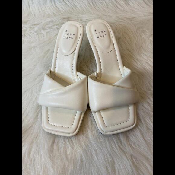 A New Day Target White Square Toe Sz 7 Women’s Pump Wrap Strap Beachy Summery - Picture 2 of 13